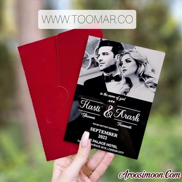 کارت عروسی پلکسی مشکی عکسدار