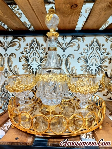 تنگ و گیلاس کریستال تزئین شده با برنز 